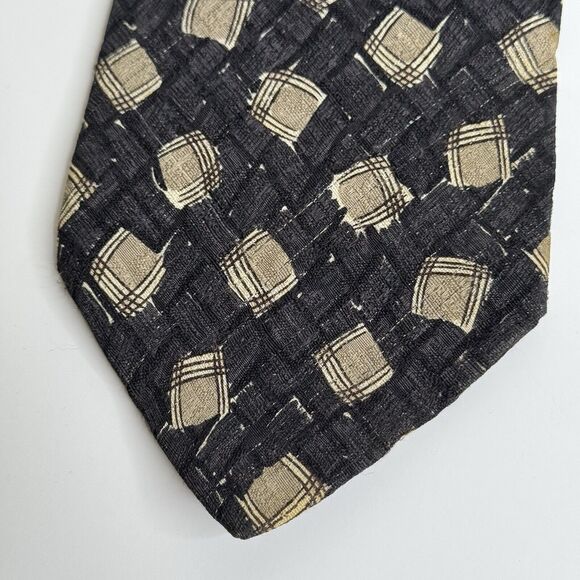 Hugo Boss Tie Mens Black Silk Artsy Geometric Pattern Made in Italy Office Money - Picture 4 of 8